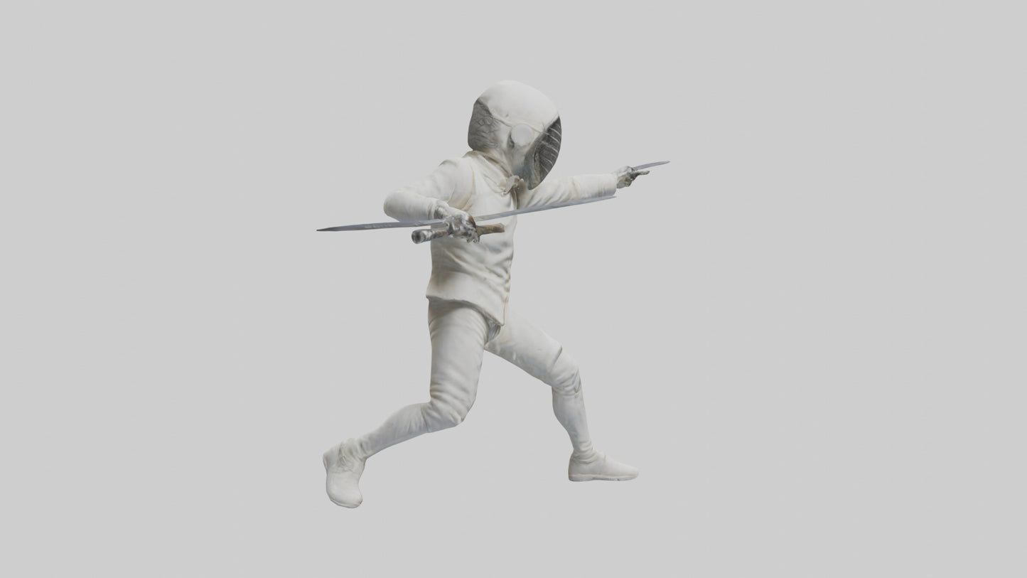 3D model Fencer in MidStrike statue model VR / AR / low-poly