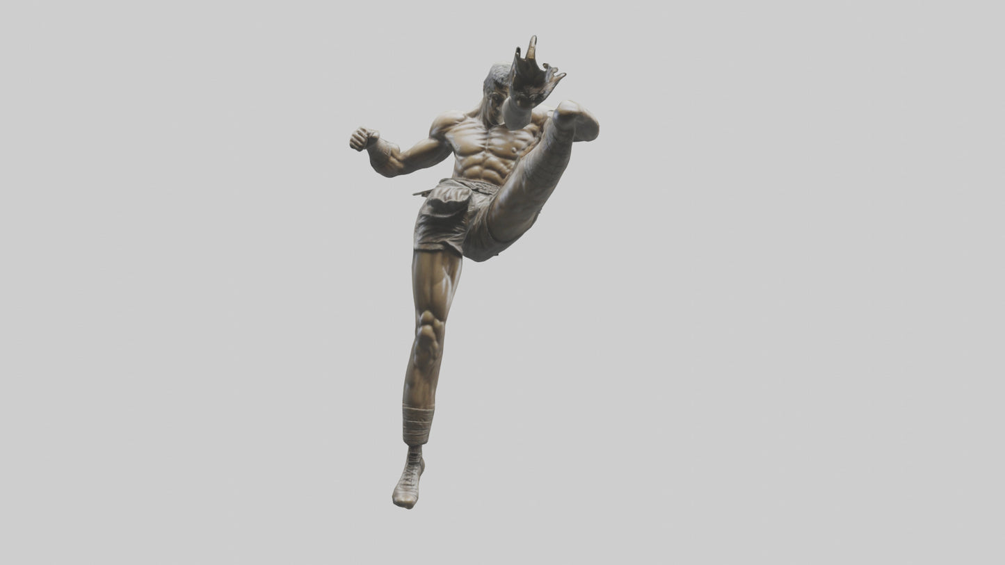 3D model Fighter in MidKick statue model VR / AR / low-poly