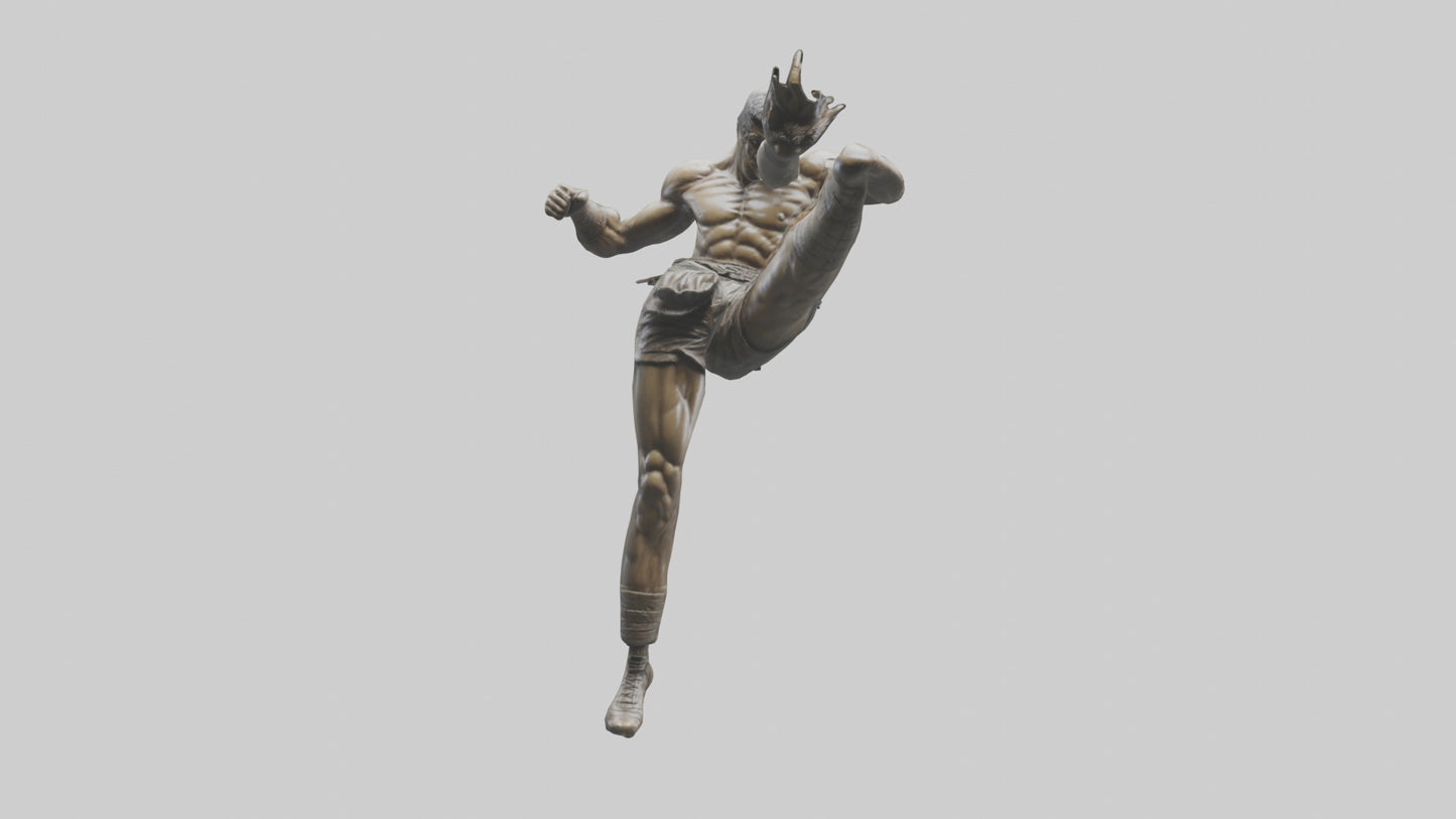 3D model Fighter in MidKick statue model VR / AR / low-poly