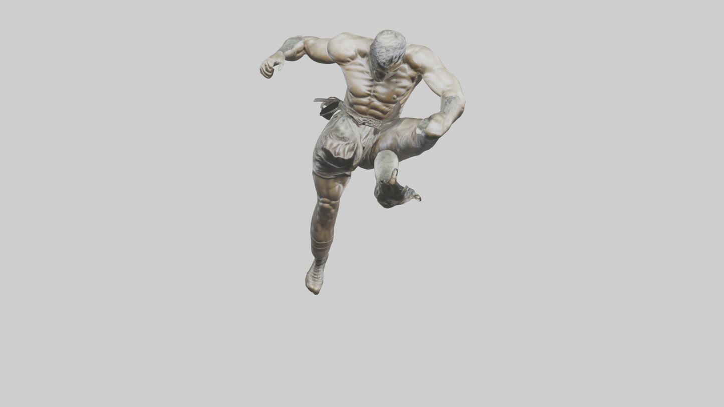 3D model Fighter in MidKick statue model VR / AR / low-poly