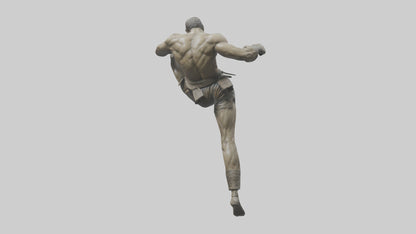 3D model Fighter in MidKick statue model VR / AR / low-poly
