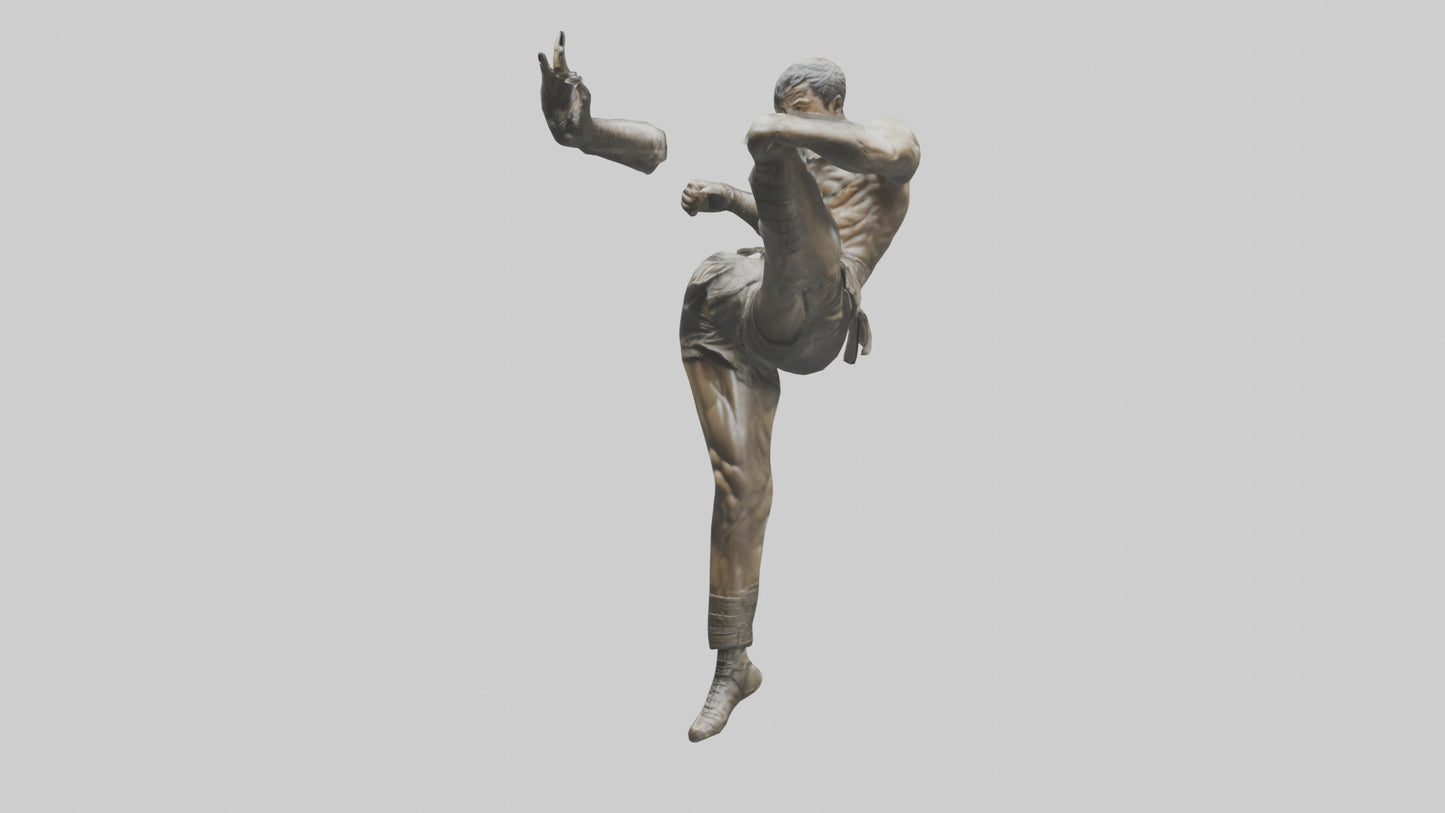 3D model Fighter in MidKick statue model VR / AR / low-poly
