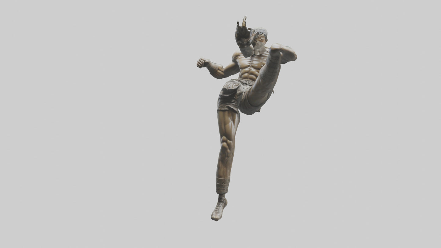 3D model Fighter in MidKick statue model VR / AR / low-poly