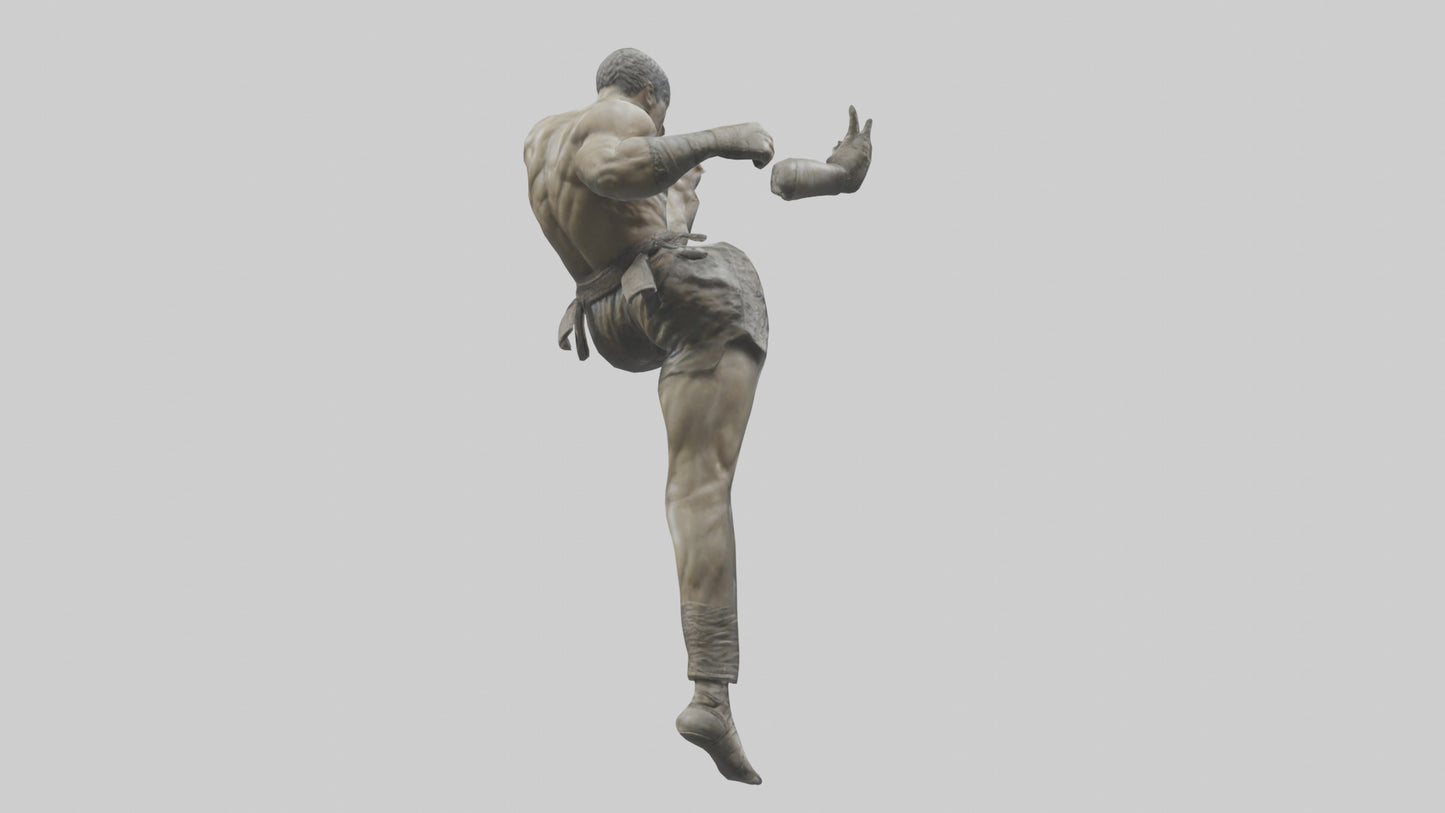 3D model Fighter in MidKick statue model VR / AR / low-poly
