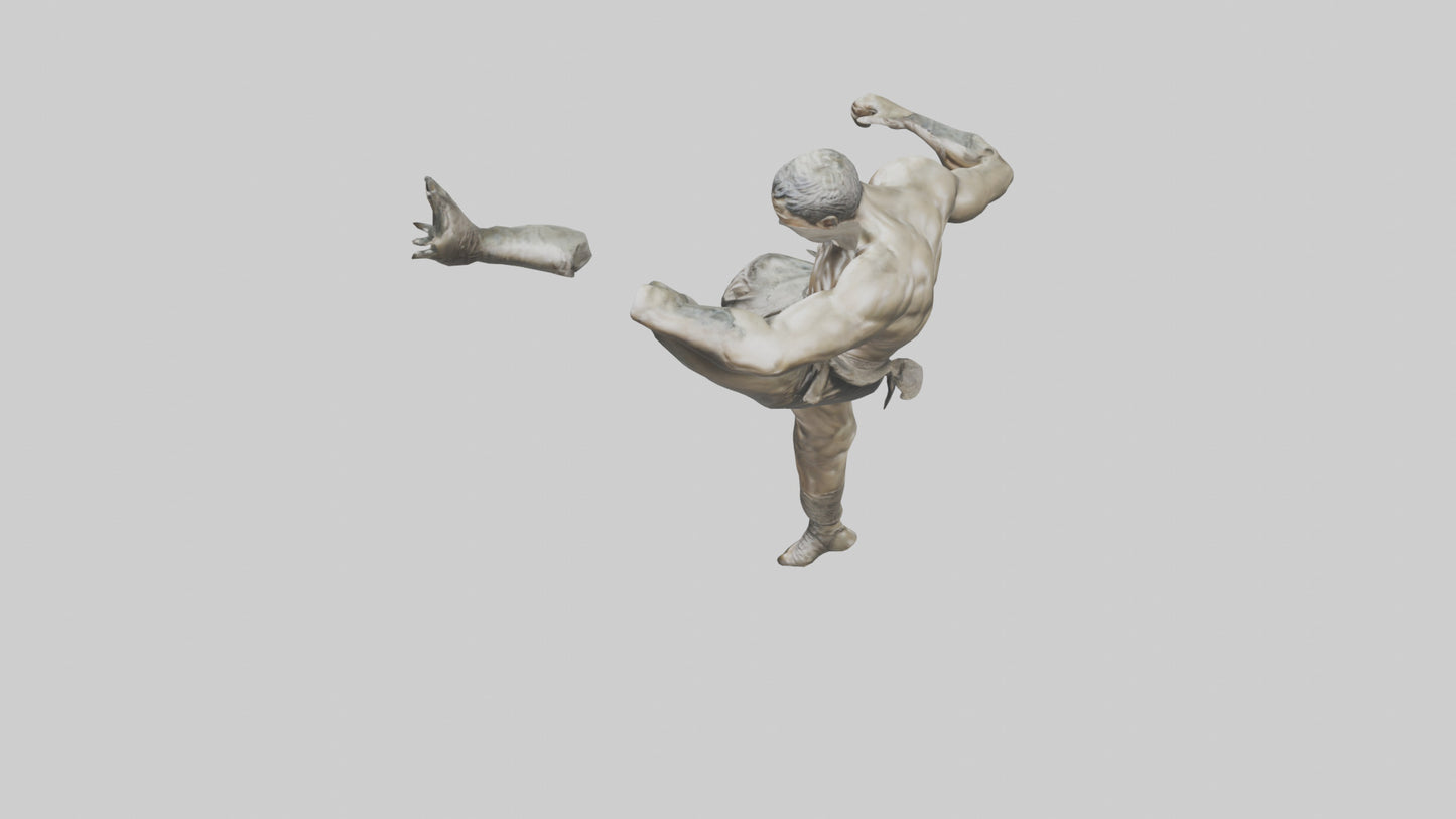3D model Fighter in MidKick statue model VR / AR / low-poly