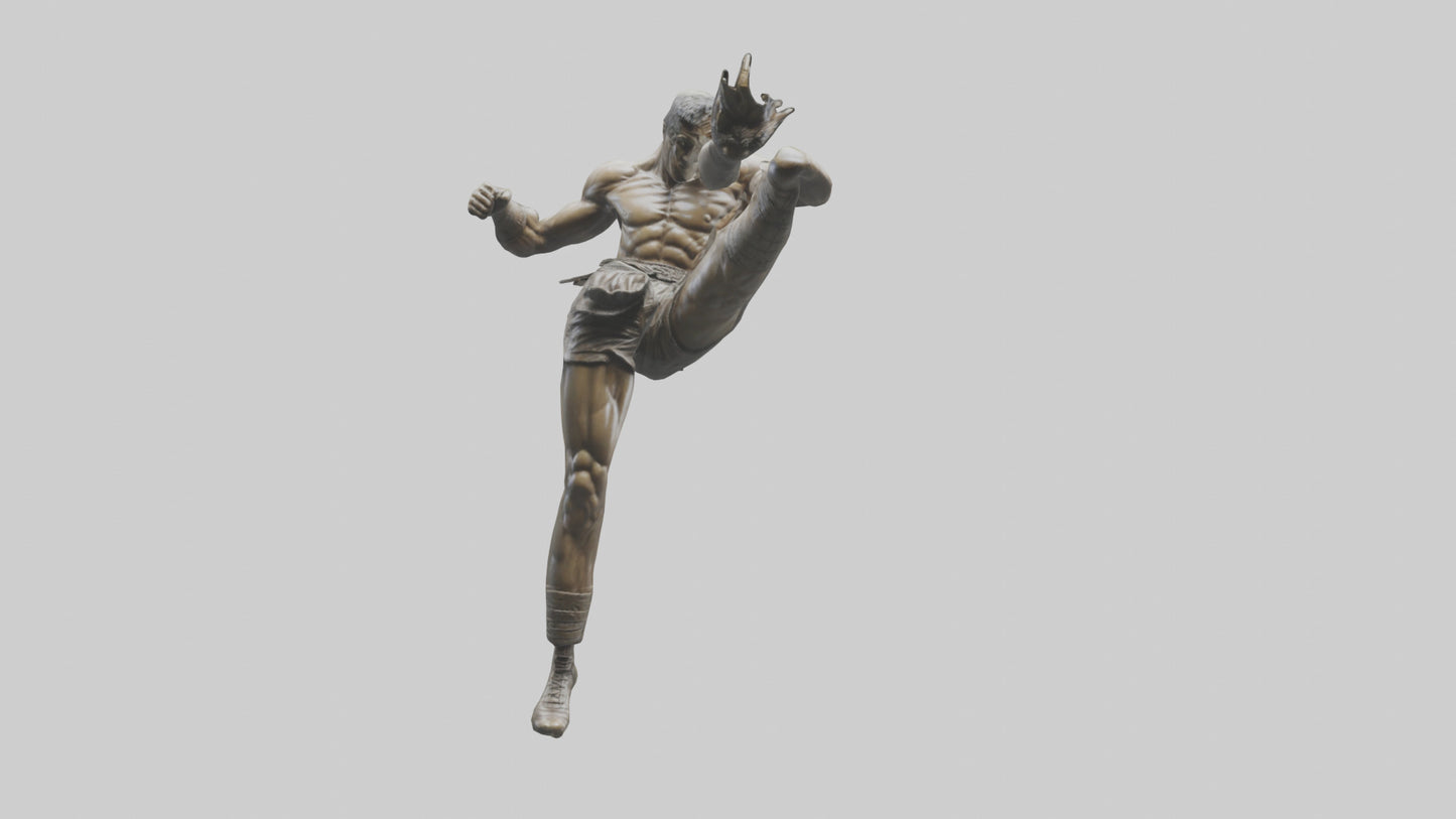 3D model Fighter in MidKick statue model VR / AR / low-poly