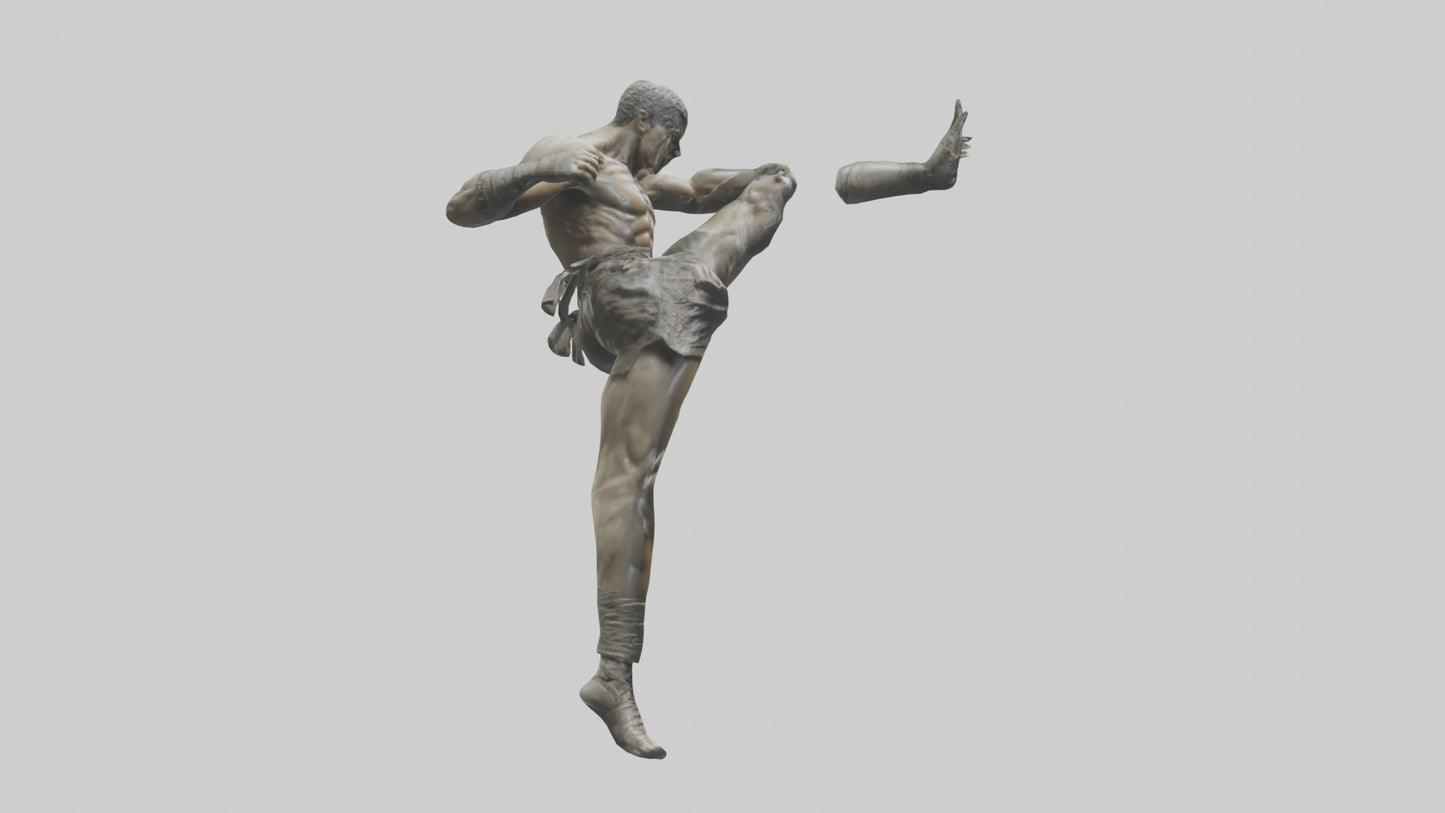 3D model Fighter in MidKick statue model VR / AR / low-poly