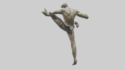 3D model Fighter in MidKick statue model VR / AR / low-poly
