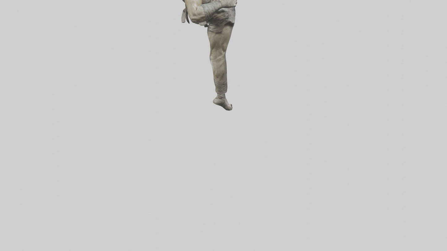 3D model Fighter in MidKick statue model VR / AR / low-poly