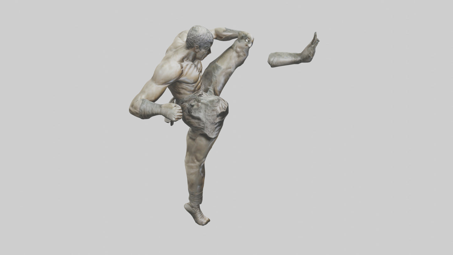 3D model Fighter in MidKick statue model VR / AR / low-poly