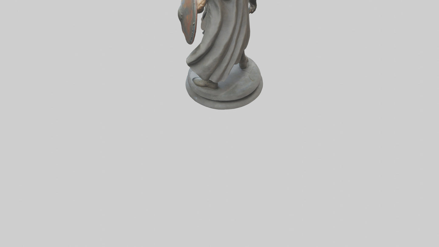Fighter with Shield Sculpture model 3D model