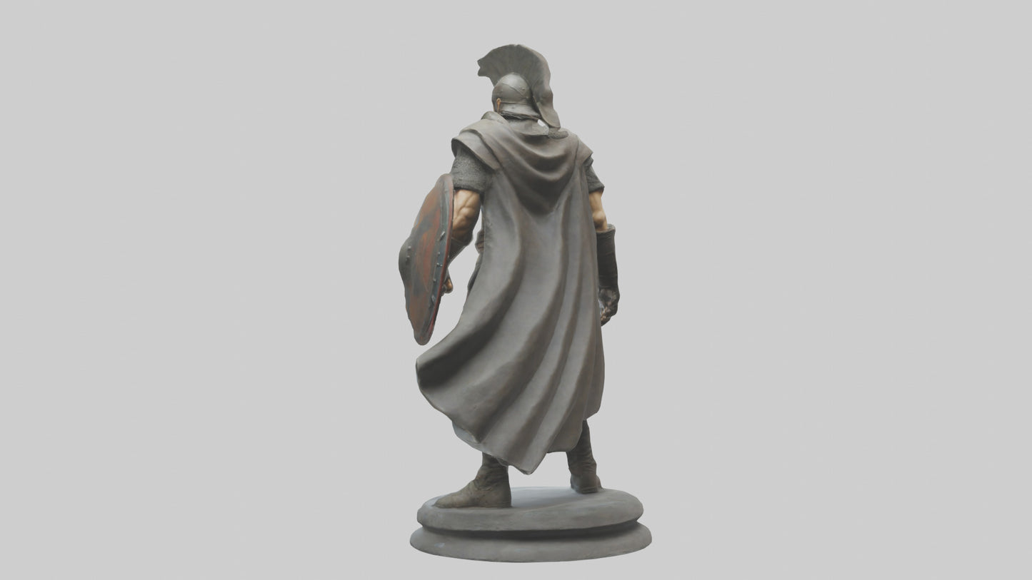 Fighter with Shield Sculpture model 3D model