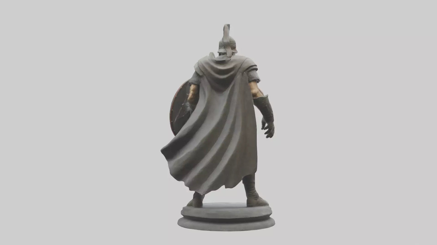 Fighter with Shield Sculpture model 3D model