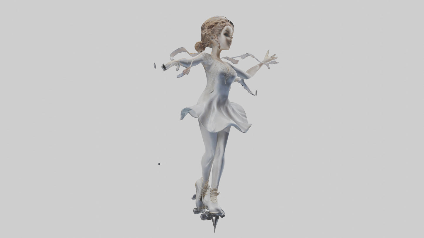 3D model Figure Skater Performing Spin statue model VR / AR / low-poly