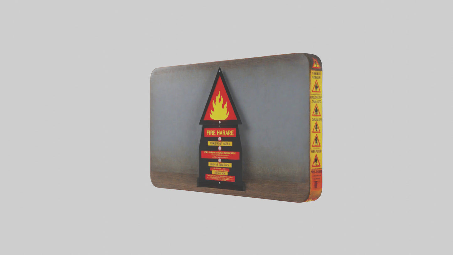 3D model Fire Hazard Area Danger Sign model VR / AR / low-poly