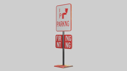 Fire Lane No Parking Sign model 3D model