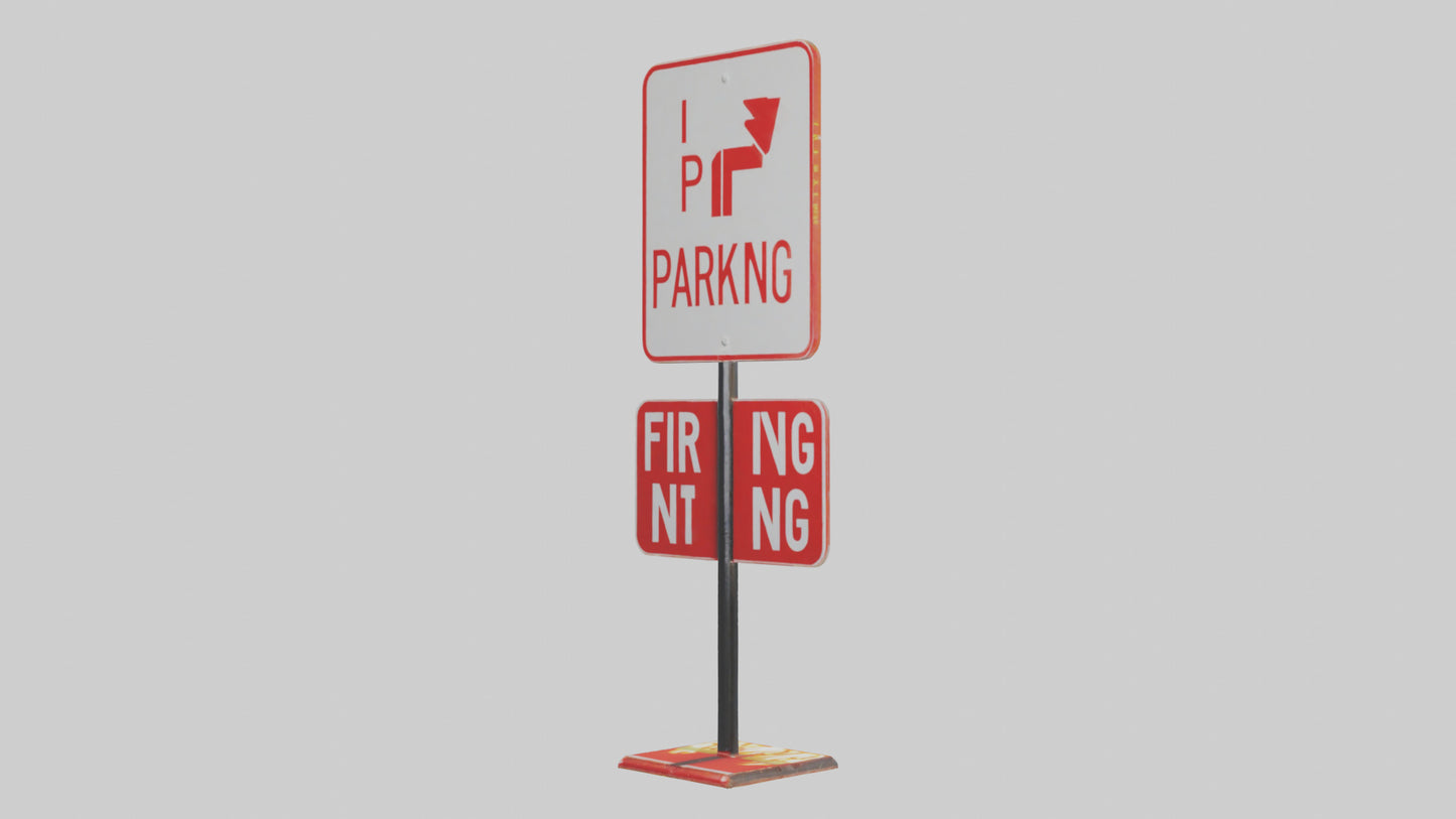 Fire Lane No Parking Sign model 3D model