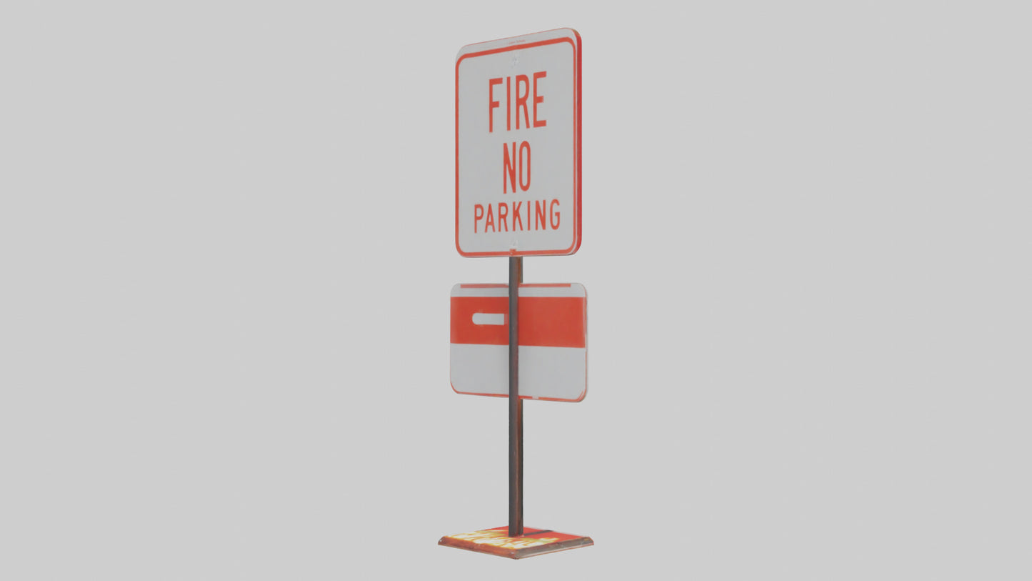 Fire Lane No Parking Sign model 3D model