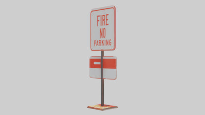 Fire Lane No Parking Sign model 3D model