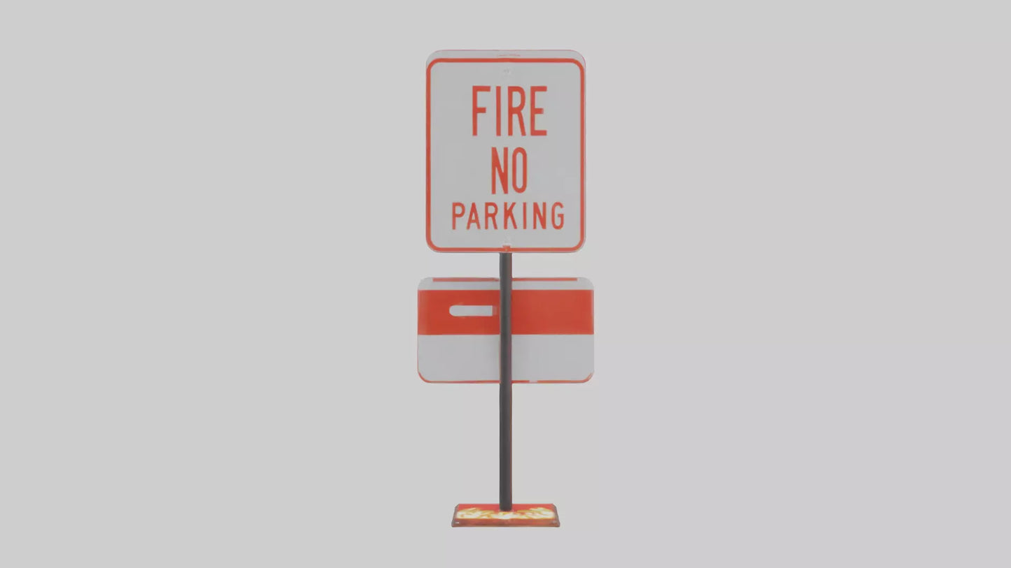 Fire Lane No Parking Sign model 3D model