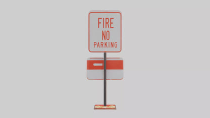 Fire Lane No Parking Sign model 3D model