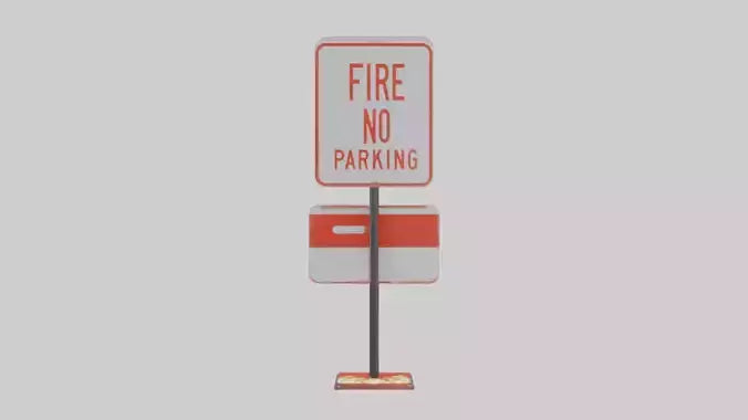 Fire Lane No Parking Sign model 3D model