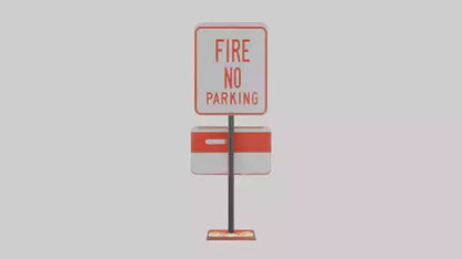 Fire Lane No Parking Sign model 3D model