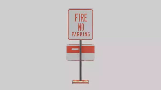 Fire Lane No Parking Sign model 3D model