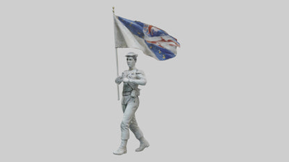 3D model Flagbearer in March statue model VR / AR / low-poly