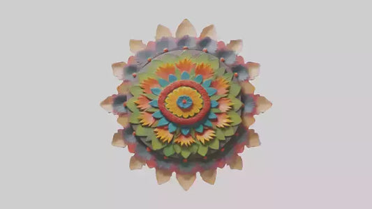 Floral Mandala Sculpture model VR / AR / low-poly