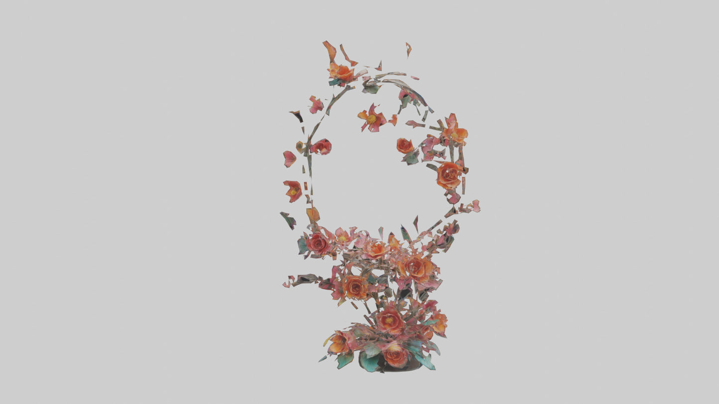 Floral Spiral Structure Sculpture model VR / AR / low-poly