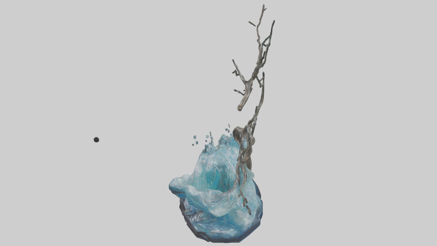 Flowing Water Branch Sculpture model 3D model