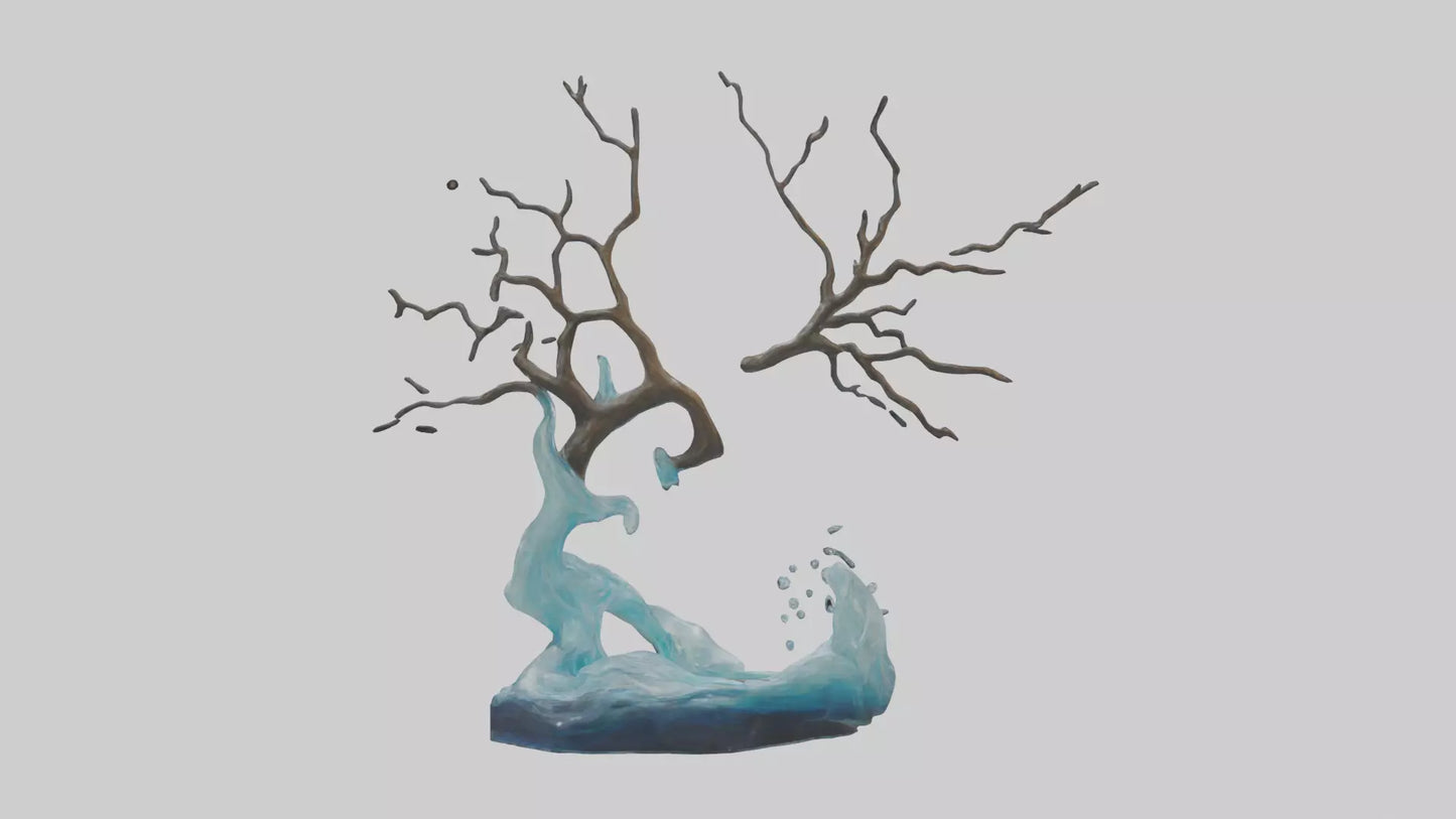 Flowing Water Branch Sculpture model 3D model
