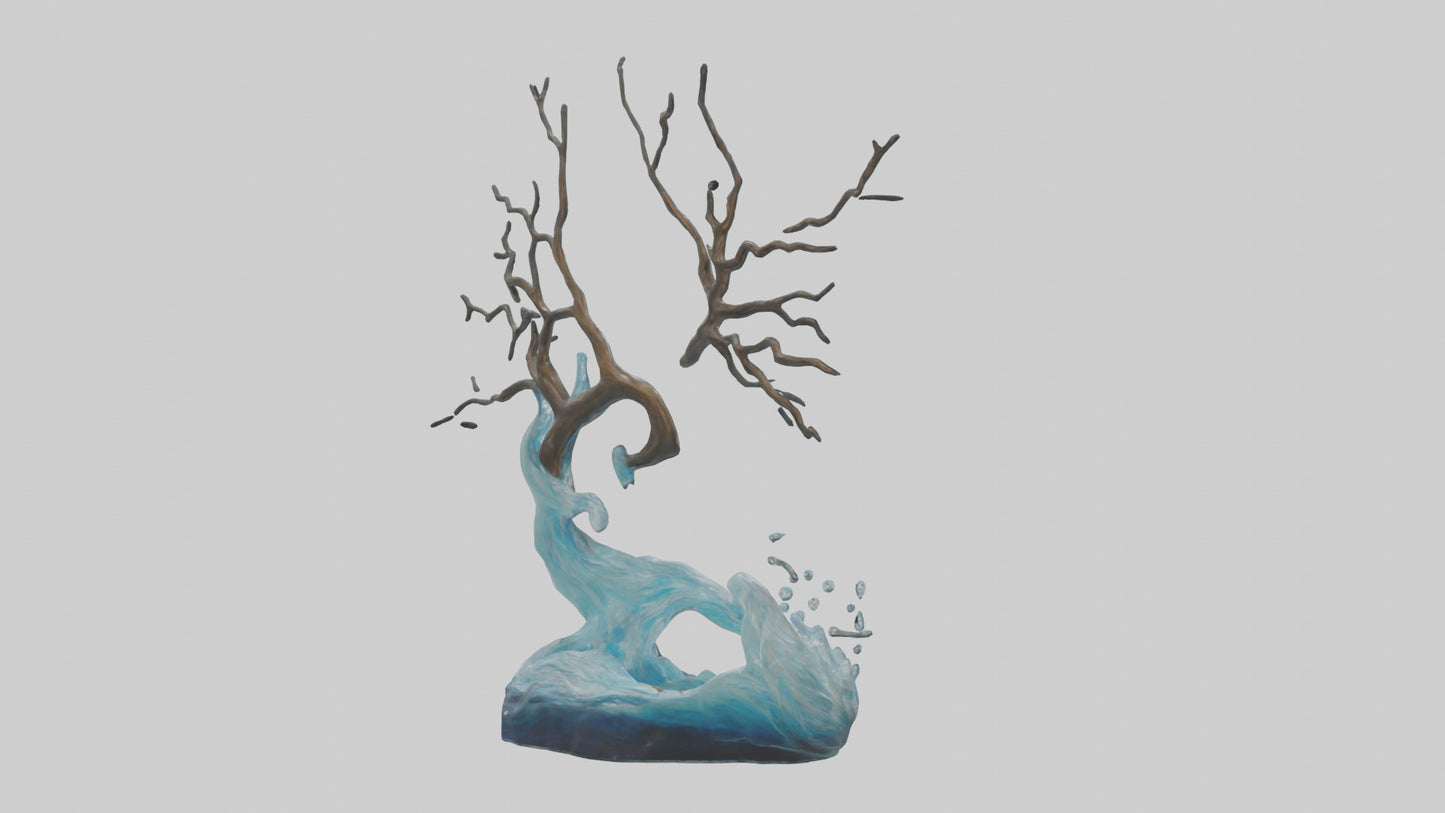 Flowing Water Branch Sculpture model 3D model