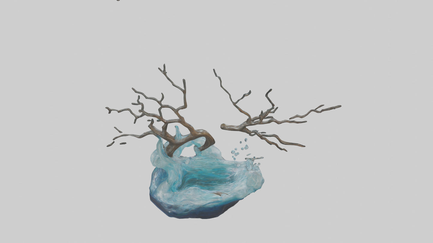 Flowing Water Branch Sculpture model 3D model