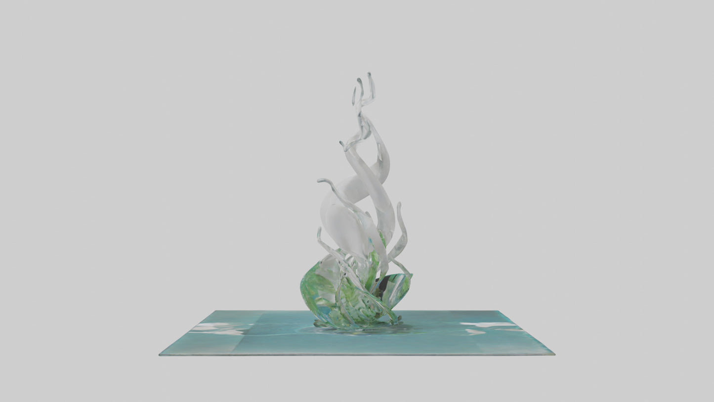 Fluid Water Plant Sculpture model VR / AR / low-poly