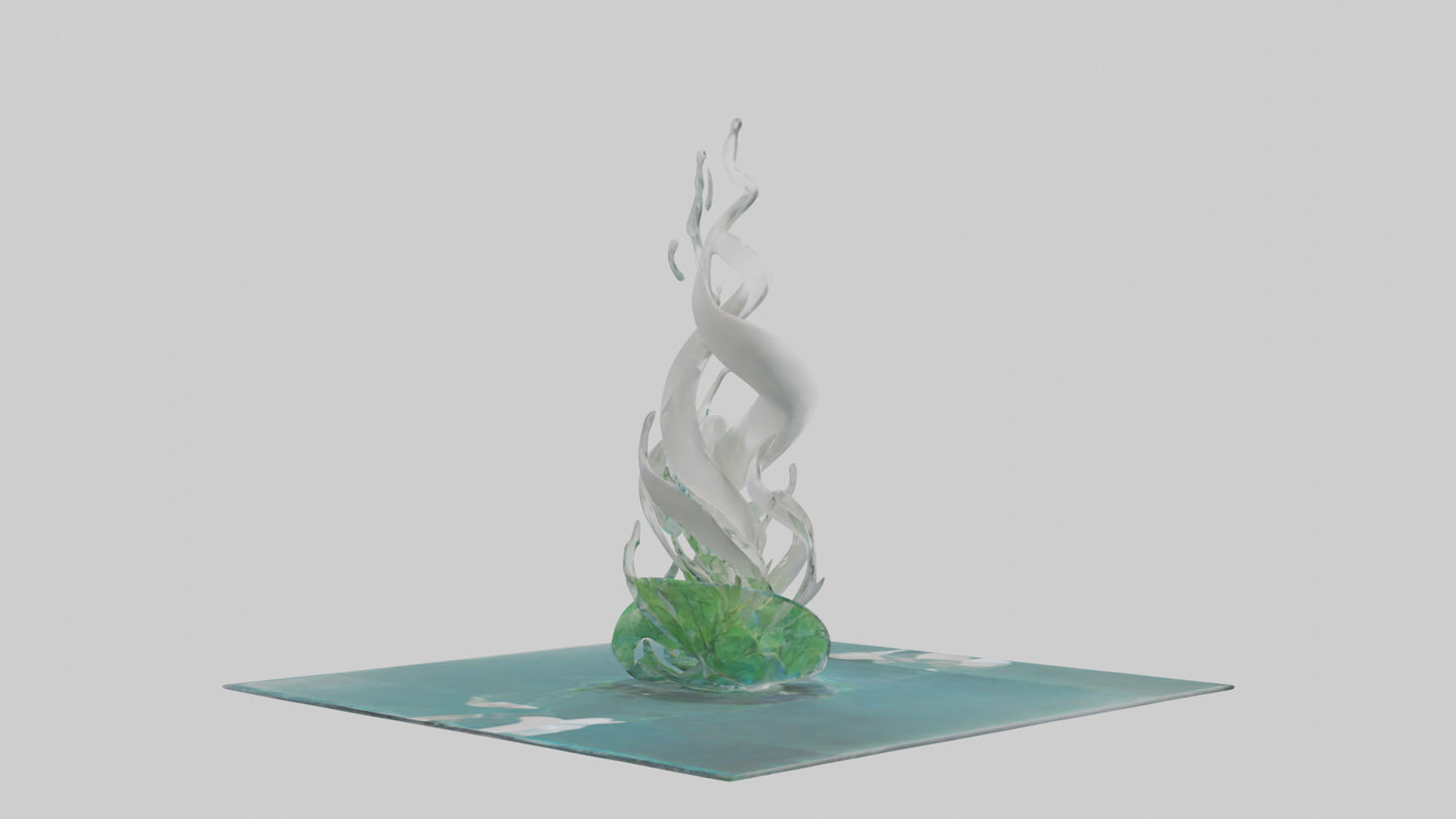 Fluid Water Plant Sculpture model VR / AR / low-poly