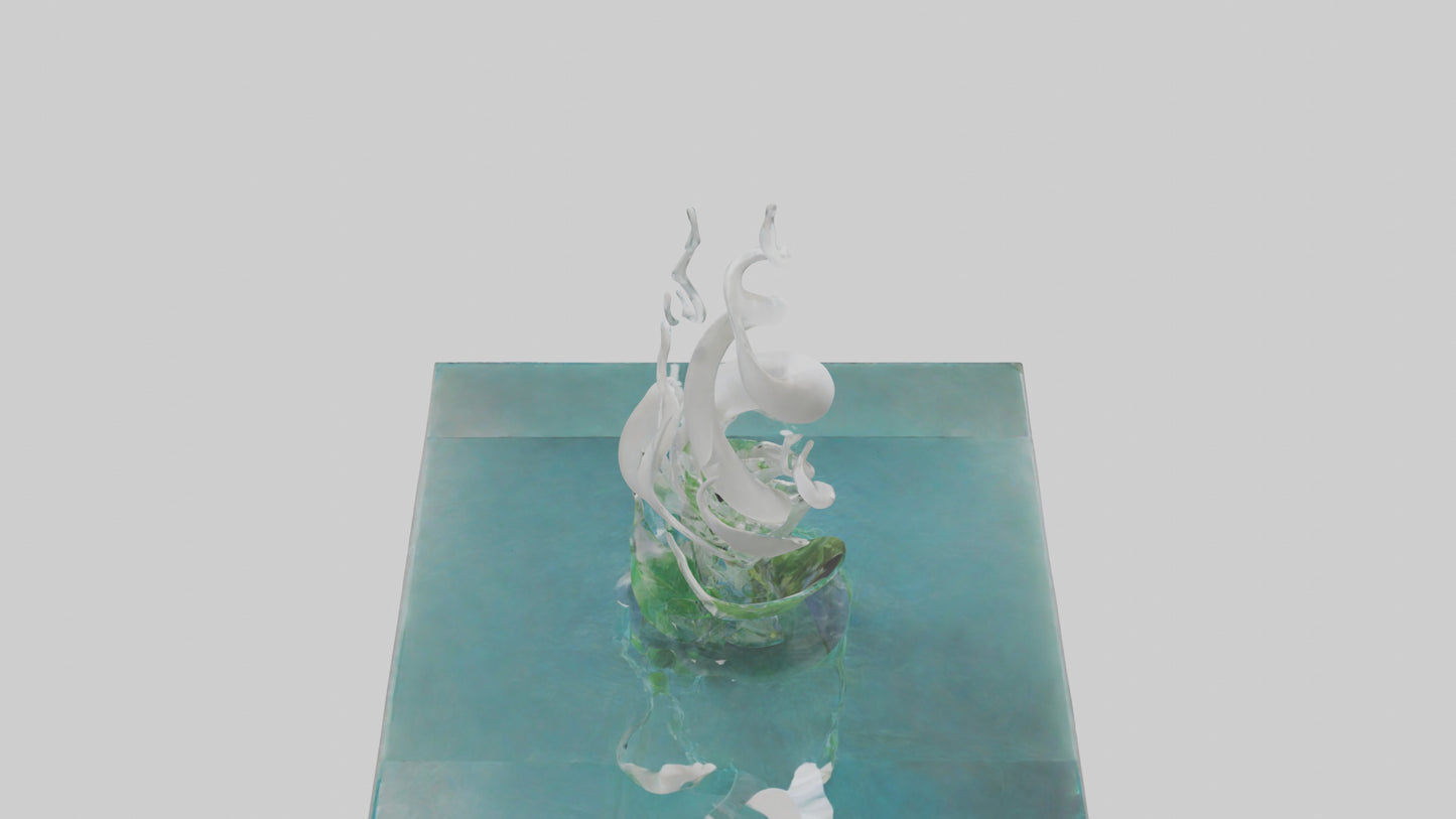 Fluid Water Plant Sculpture model VR / AR / low-poly