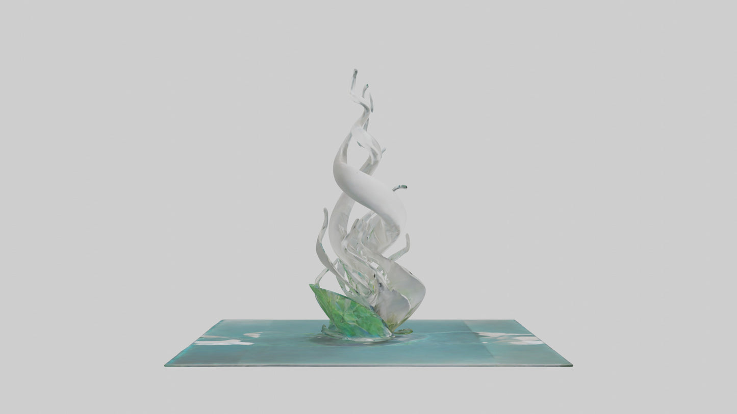 Fluid Water Plant Sculpture model VR / AR / low-poly