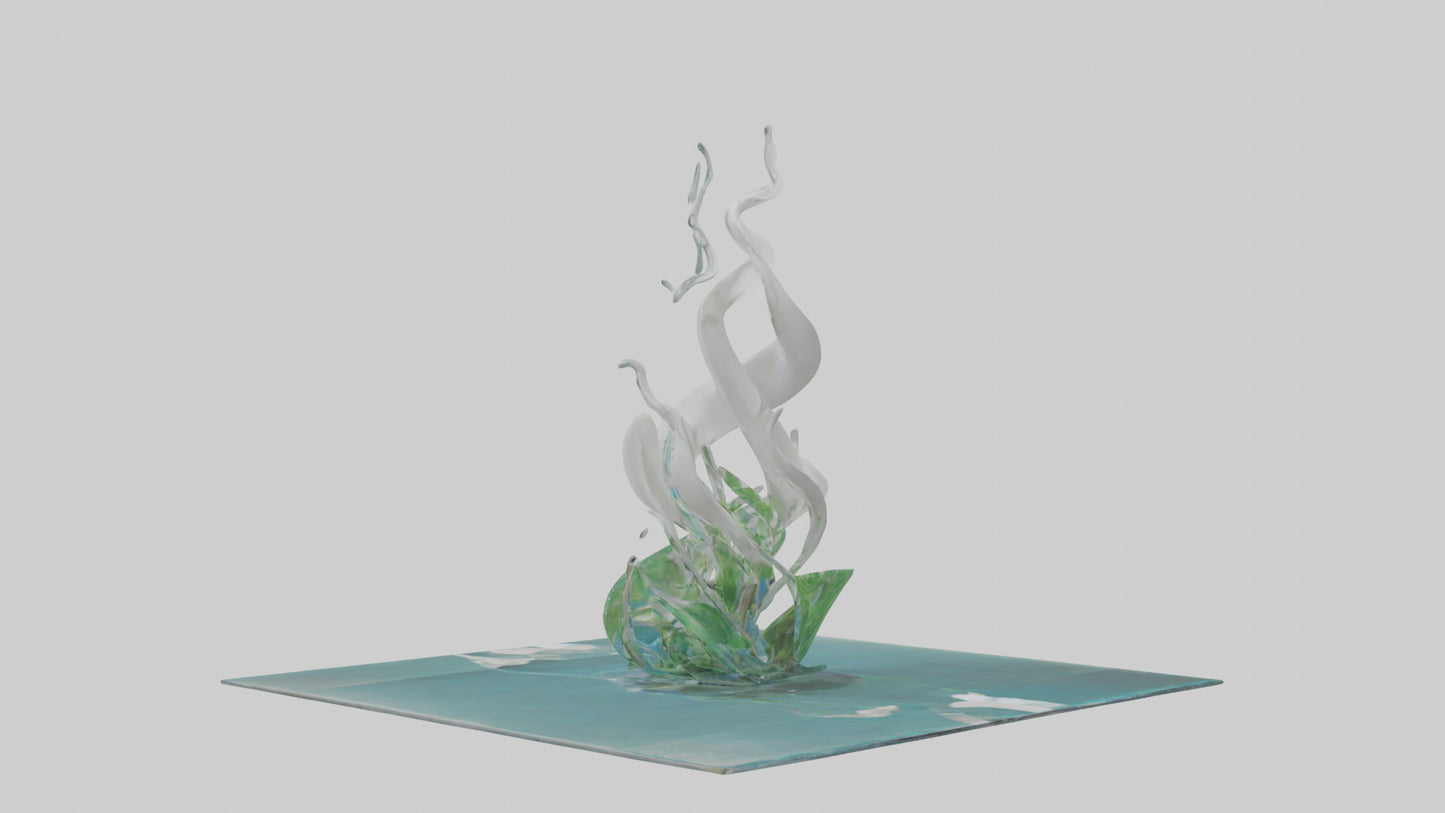 Fluid Water Plant Sculpture model VR / AR / low-poly