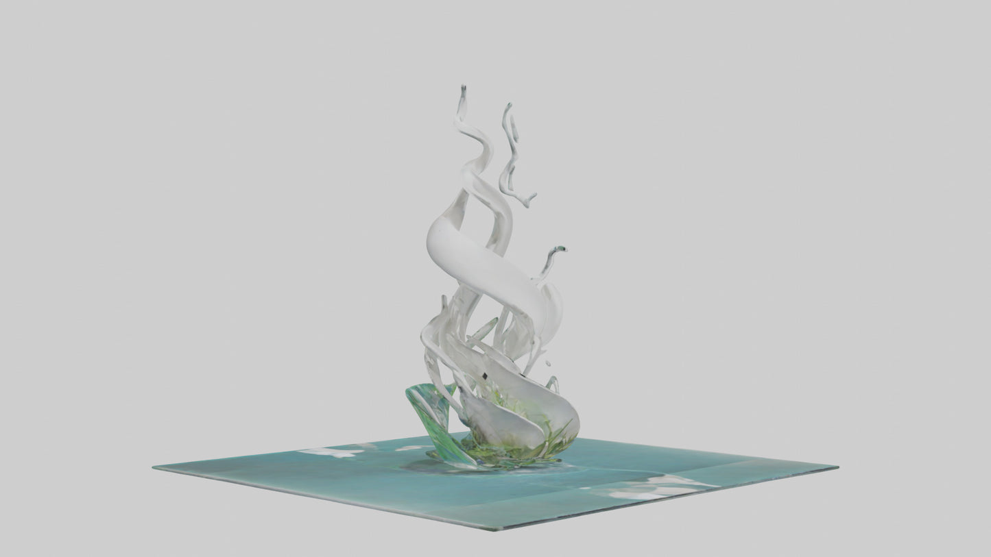 Fluid Water Plant Sculpture model VR / AR / low-poly