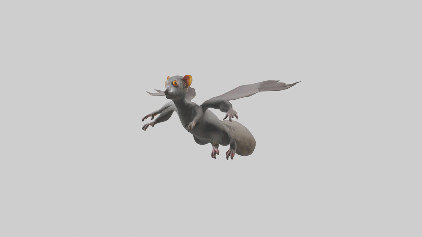Flying Lemur gliding model VR / AR / low-poly