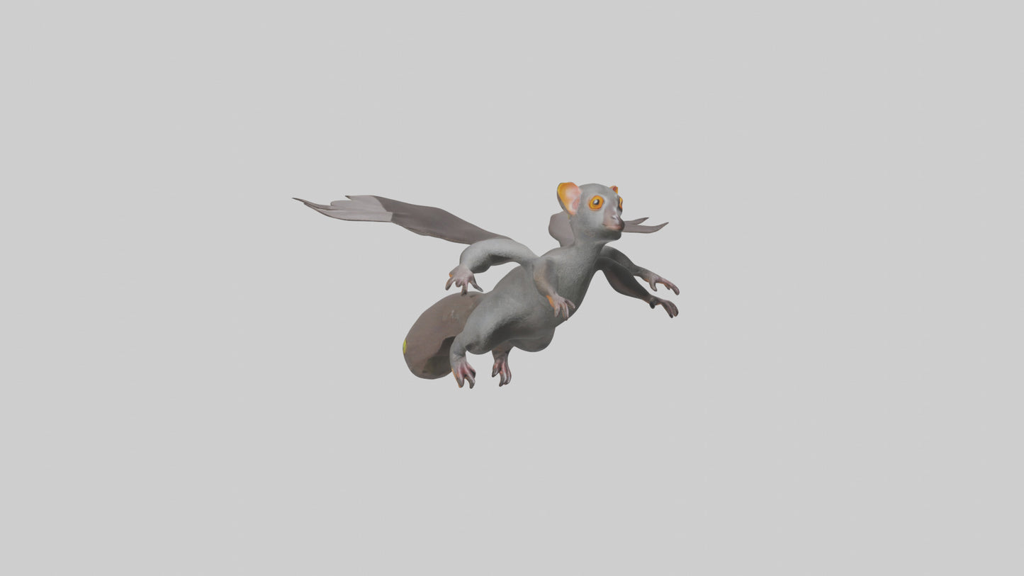 Flying Lemur gliding model VR / AR / low-poly