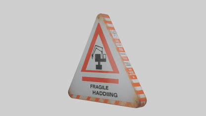 3D model Fragile Material Handling Danger Sign model VR / AR / low-poly