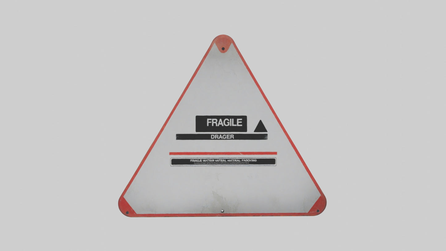 3D model Fragile Material Handling Danger Sign model VR / AR / low-poly