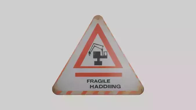 3D model Fragile Material Handling Danger Sign model VR / AR / low-poly