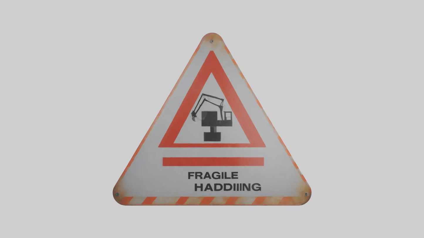 3D model Fragile Material Handling Danger Sign model VR / AR / low-poly