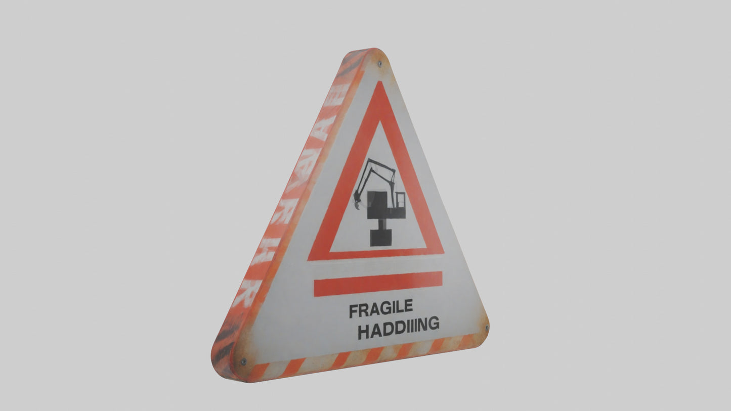 3D model Fragile Material Handling Danger Sign model VR / AR / low-poly