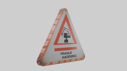 3D model Fragile Material Handling Danger Sign model VR / AR / low-poly