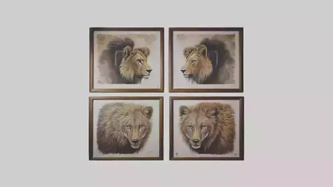Framed Wildlife Prints VR / AR / low-poly